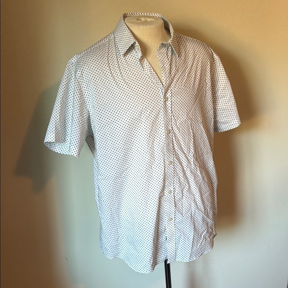 Lucky Brand Men's White Polka Dot Shirt Size XLarge